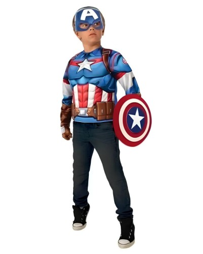 Disfraz Pecho Musculoso Capitan America con Accesorios