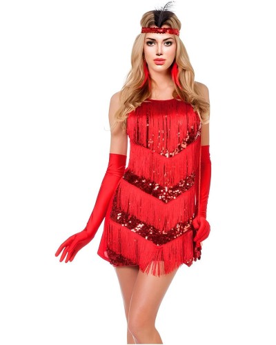 Disfraz Charleston Rojo Lentejuelas Mujer