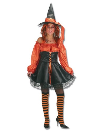 Disfraz Bruja Naranja Adulto Mujer